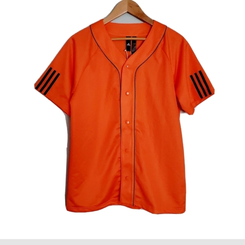 NEW Adidas Mesh Baseball Orange Jersey Shirt - Picture 2 of 6